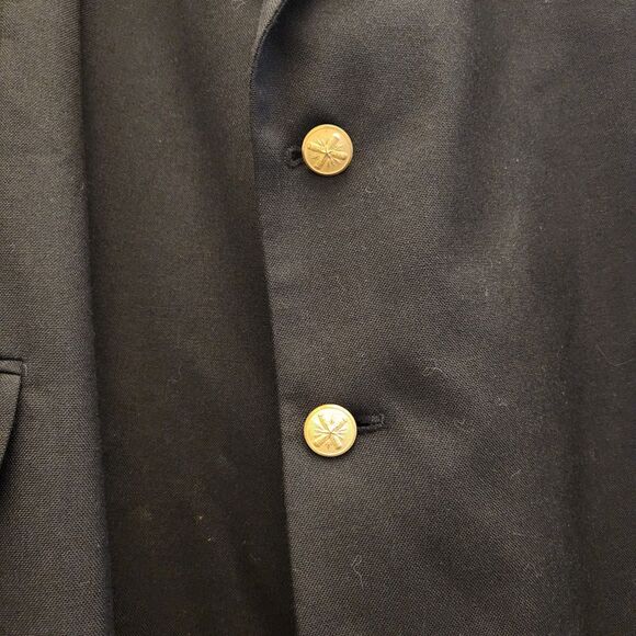 Vtg Croft & Barrow Black Blazer Sport Coat Jacket Mens 50L Wool Gold Button 90s - Picture 4 of 10